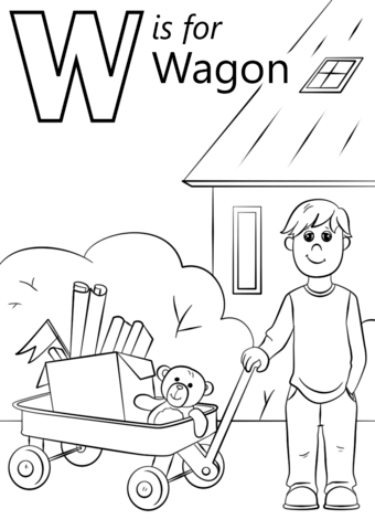 Letter W Is For Wagon Coloring Page